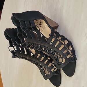 Vince Camuto Black heels Size 7, zip back, Barely worn.